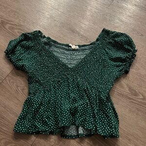 Pacsun LA Hearts Green Polka Dot Women's Top